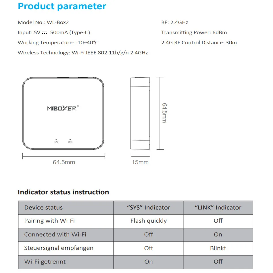 Miboxer WL-IBox2 Support Third Party Voice Control Wifi Wireless Control,Suitible For All 2.4GHz Milight Series led Bulb