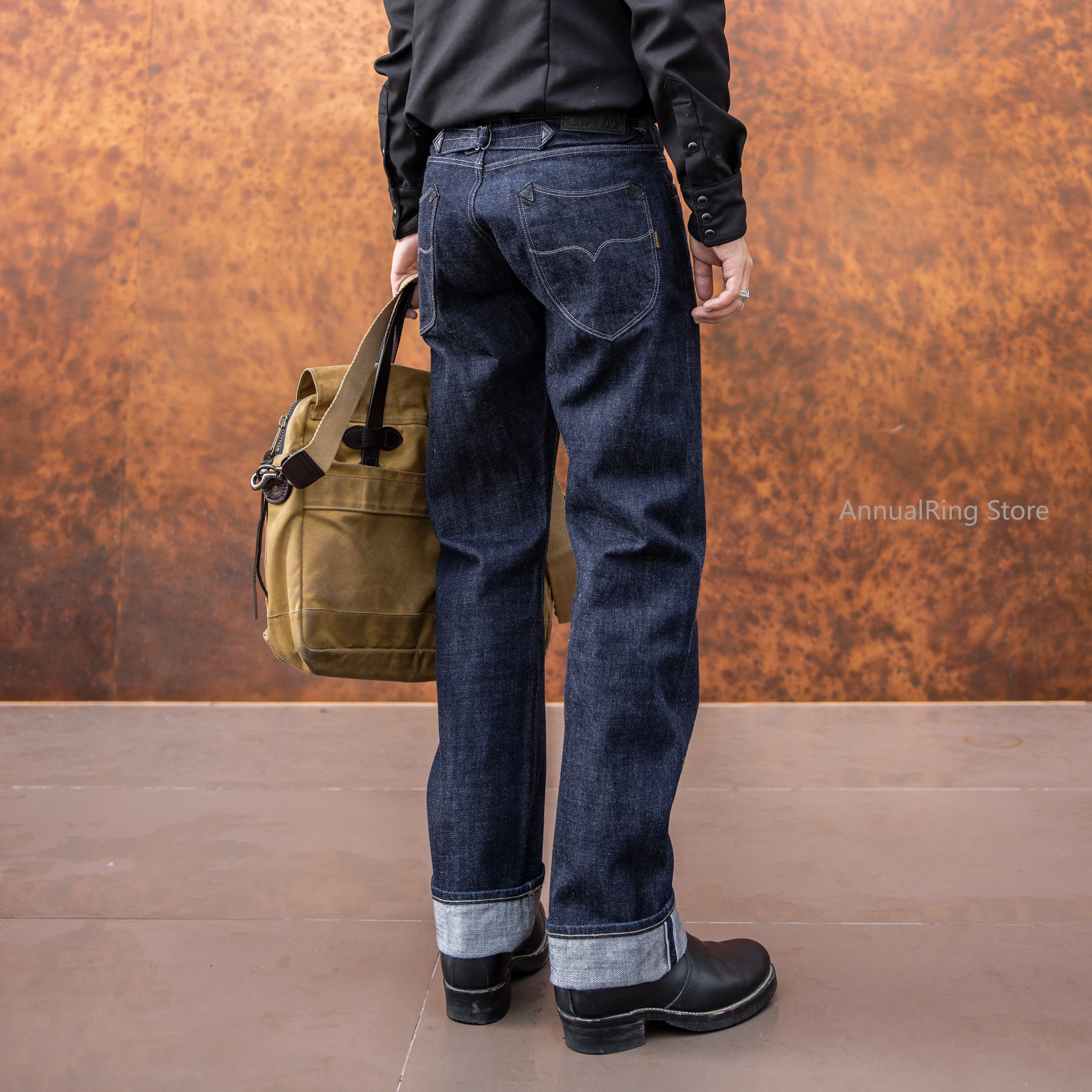 Red Tornado NOIR 18oz Indigo Selvedge Denim Jeans One-wash with Cinch-Back and Arcuate Stitching