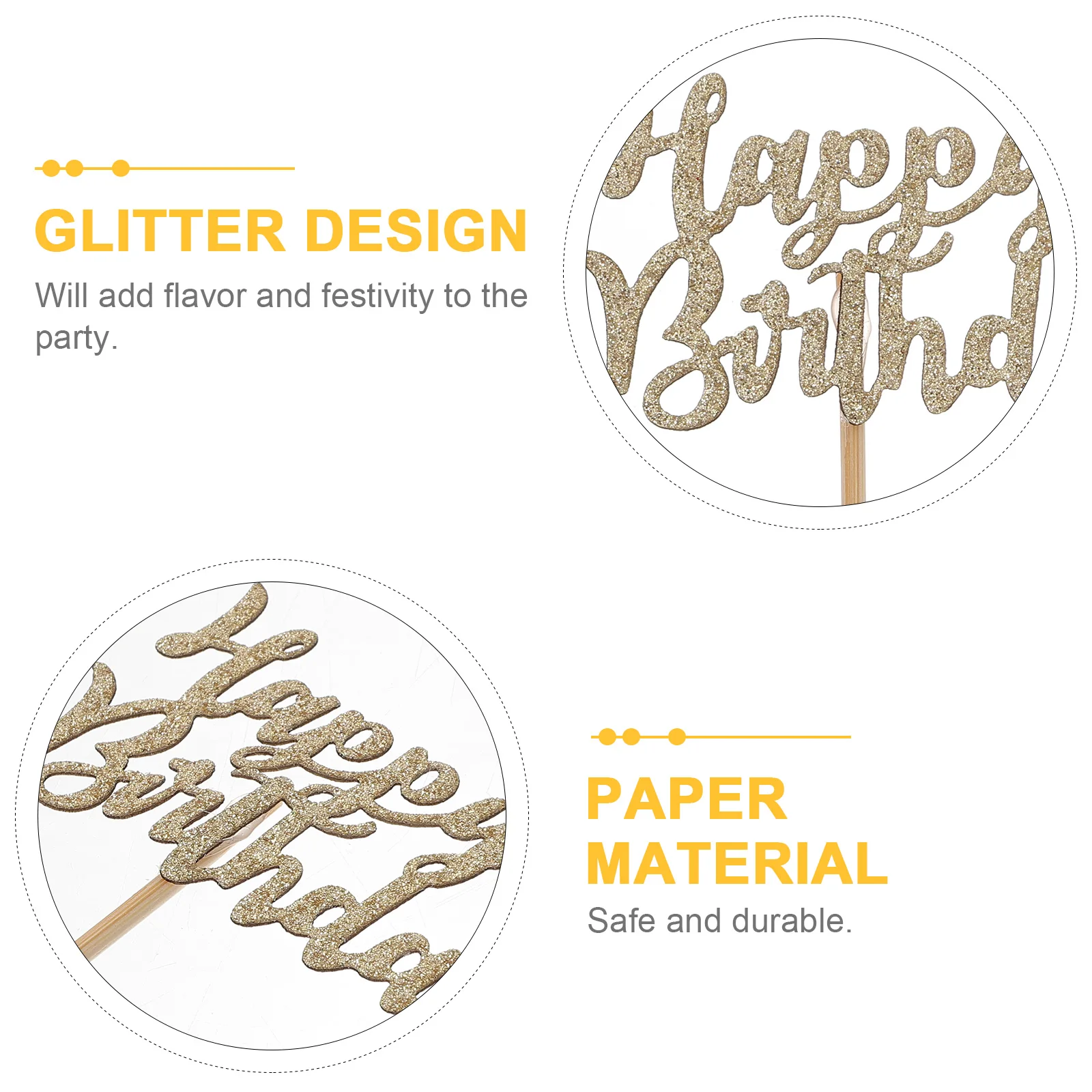 

20 Birthday Cake Picks Pink Celebrate Cupcake Topper Glitter Inserts Cards Dessert Table