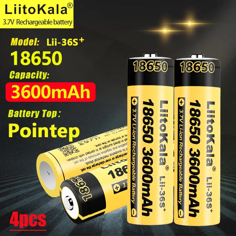 4PCS LiitoKala Lii-36S-JT 18650 3.7V 3600mAh 18650 Lithium Rechargeable Battery For battery pack for 35S 18650 battery