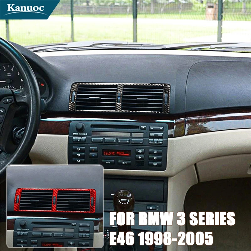 Carbon Fiber Central Air Outlet Stickers For BMW 3 Series E46 1998 1999 2000 2001 2002 2003 2004 2005 Car Interior Accessories
