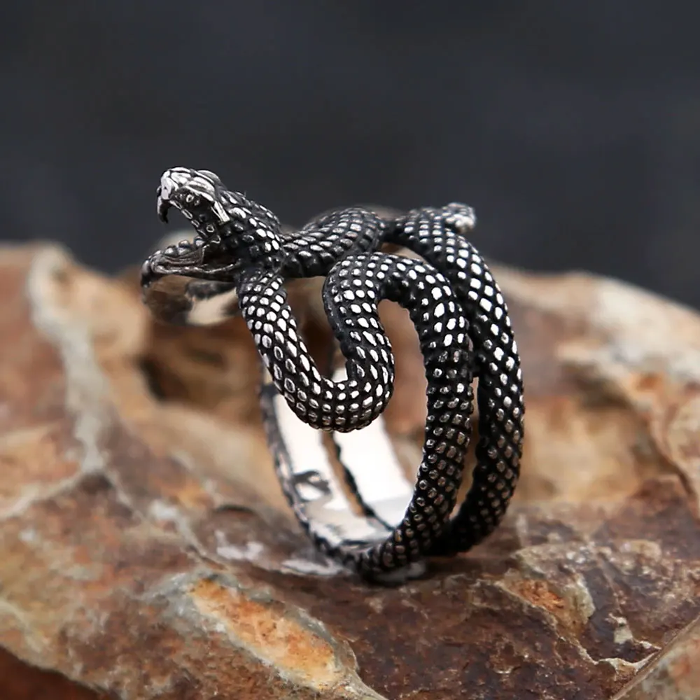 

Vintage Gothic Pagan Snake Rings for Women Men Punk Hip Hop Stainless Steel Animal Cobra Finger Ring Halloween Gifts Wholesale