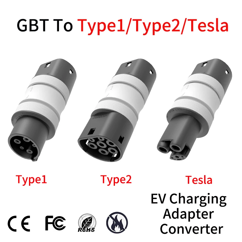 32A, 22kW, 250V GBT to Type1/Type2/Tesla EV Charging Adapter / Converter