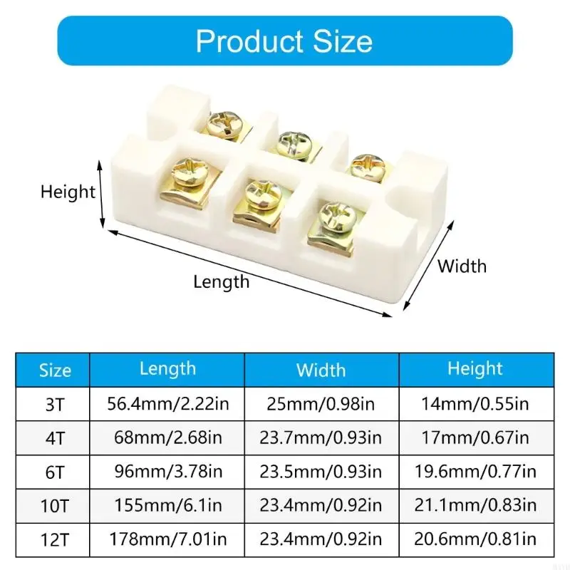 High Temperatures Ceramic Wire Connector 30A 800℃ Heat Resistant Terminals Block For Industrial Equipment Wiring M4YD