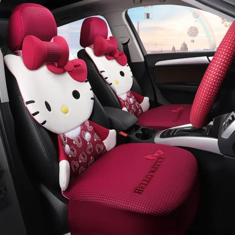 Sanrio Kawaii Hello Kitty Series Car Seat Cushion Plush Car Seat Cover Comfortable Cartoon All-inclusive Gift for All Seasons