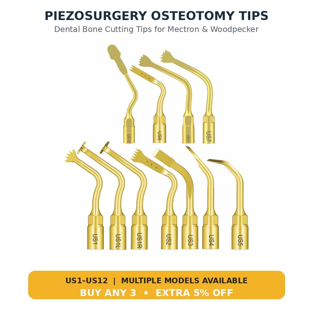 Piezosurgery Osteotomy Bone Cutting Dental Surgery Tip US1 US1L US1R US2 US3 US4 US5 US6 US7 US11 US12 for Mectron Woodpecker