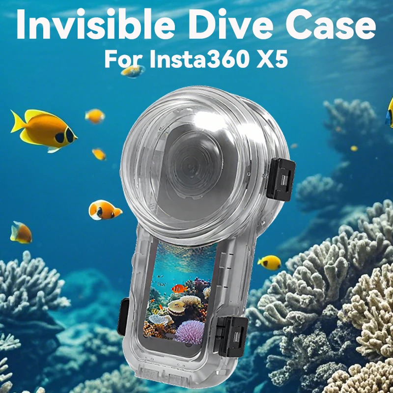 

Полностью невидимый водонепроницаемый корпус для дайвинга 60 м для Insta360 X5, подводная крышка корпуса, защитный чехол, рамка, аксессуары для камеры ﻿