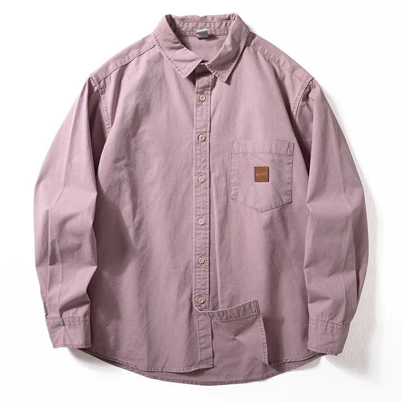 

2025 весенне-осенняя мужская модная брендовая розовая рубашка, японская повседневная простая рубашка, молодежное трендовое пальто