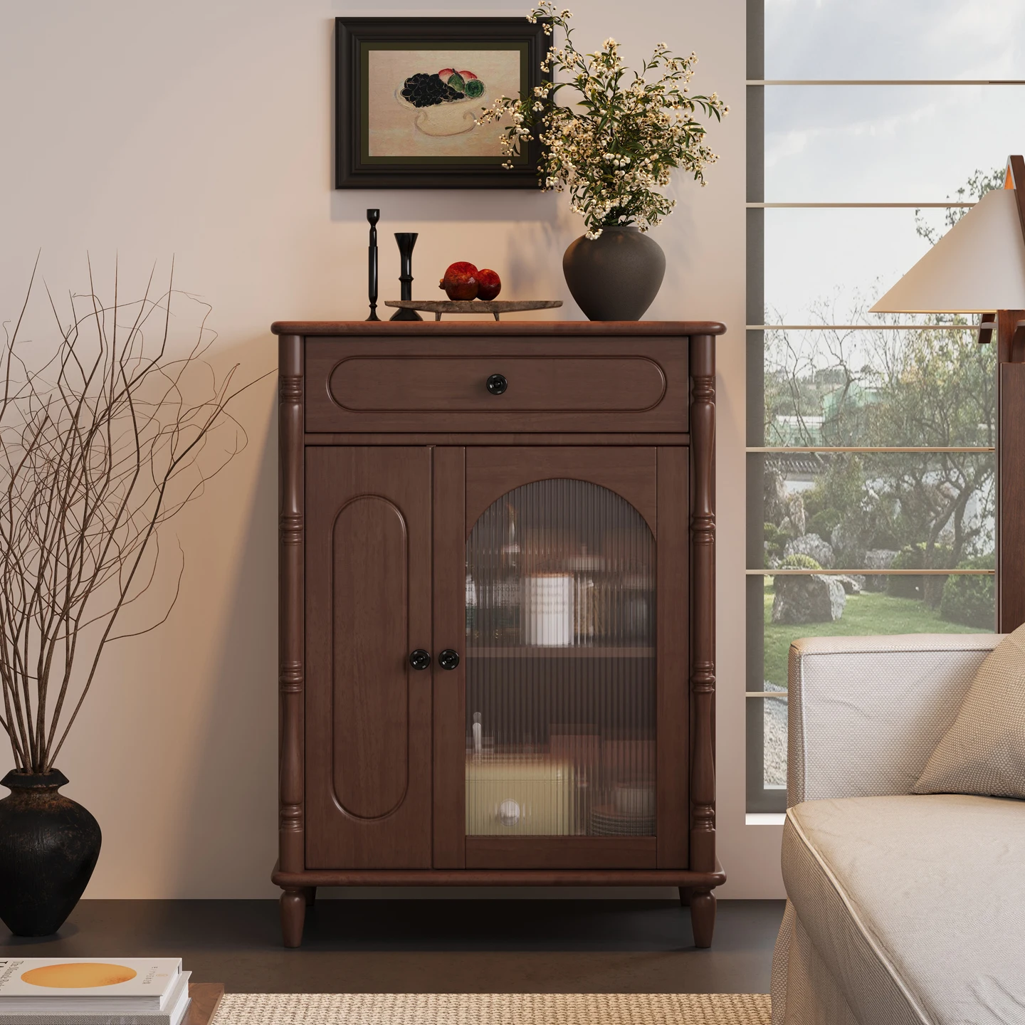A Solid wood chest small apartment storage storage cabinet dining side cabinet