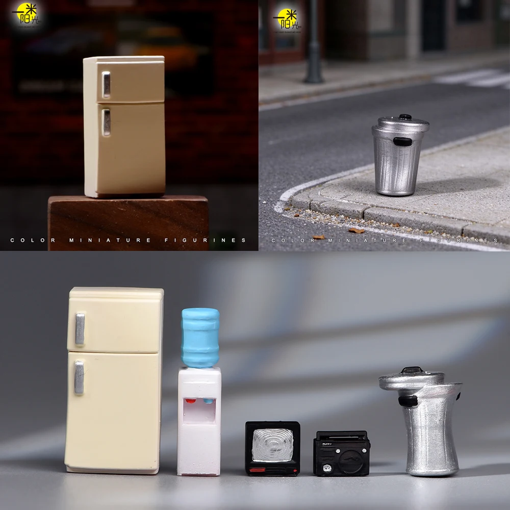 Painted 1/64 Household Appliances Scene Accessory Water Dispenser Television Refrigerator Model Unpainted For Vehicles Cars Toys