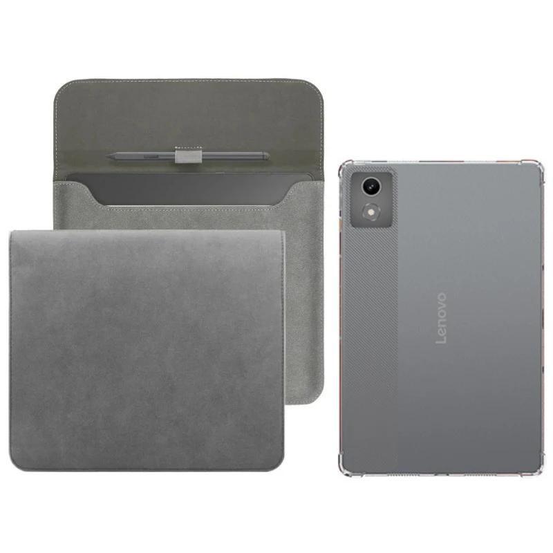 

2-IN-1 For Lenovo Tab K11 Plus TB352FU TB352XU 11.45" Clear TPU Shockproof Back Cover Case + Slim Tablet Storage Sleeve Bag