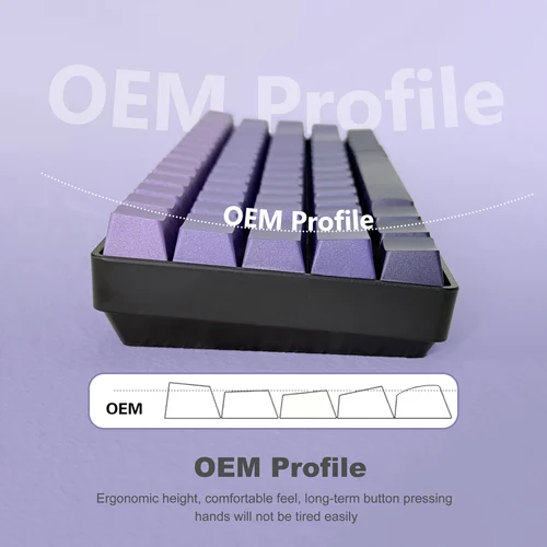 Imagen 2 del producto Juego completo de teclas con estampado lateral degradado, perfil OEM, PBT, para teclado mecánico 60% 65% 75% TKL 96% 98% 100%