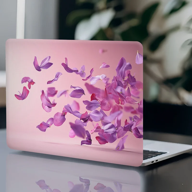 

Romantic Butterfly with Pink Flower Design Durable PVC Laptop Case for 12-15.6 Notebook, High Quality Precision Cutting,