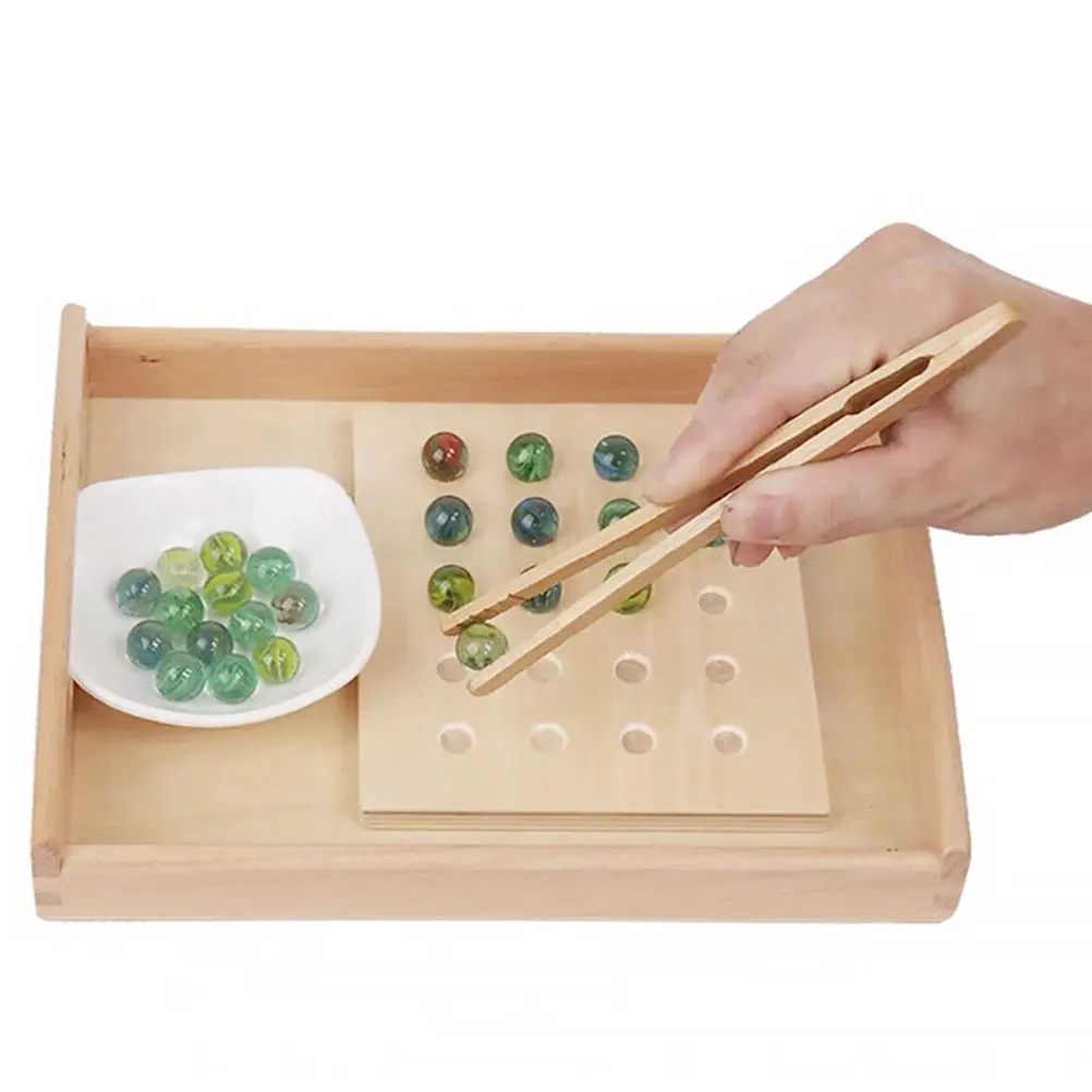 2Pcs 나무 핀셋 어린이 미세 운동 기술 훈련 정렬 계산 몬테소리 교육 도구 조기 학습 개발