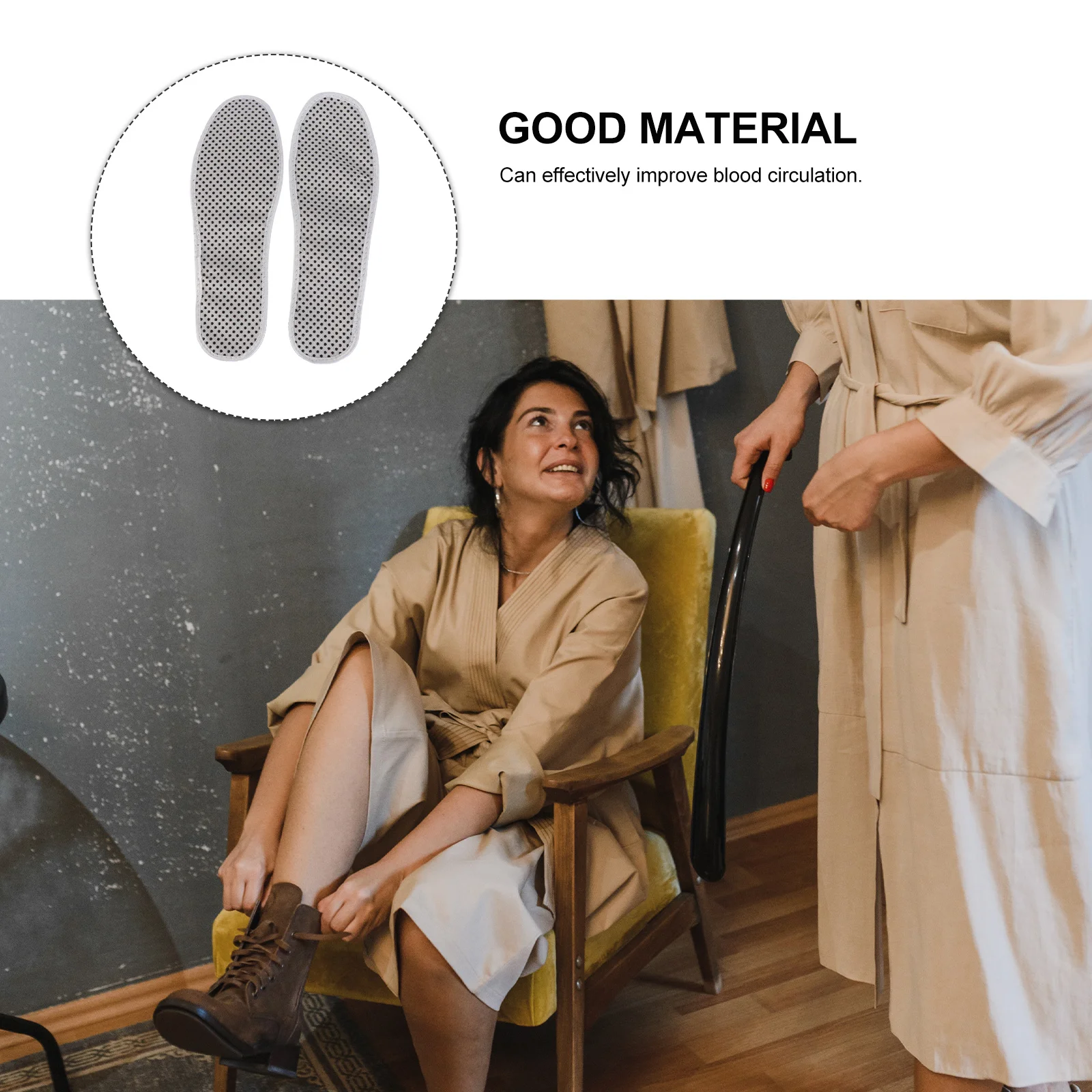 

Pair Magnetic Therapy Thermal Self-Heating Insoles White Tourmaline Powder Improve Circulation Metabolism Foot Pain