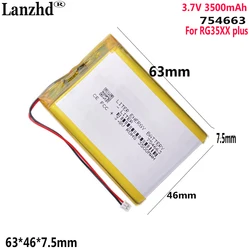 3.7V Li polymer lithium battery Use For Ambernik RG35XX plus game console rechargeable battery 754663   3500mah