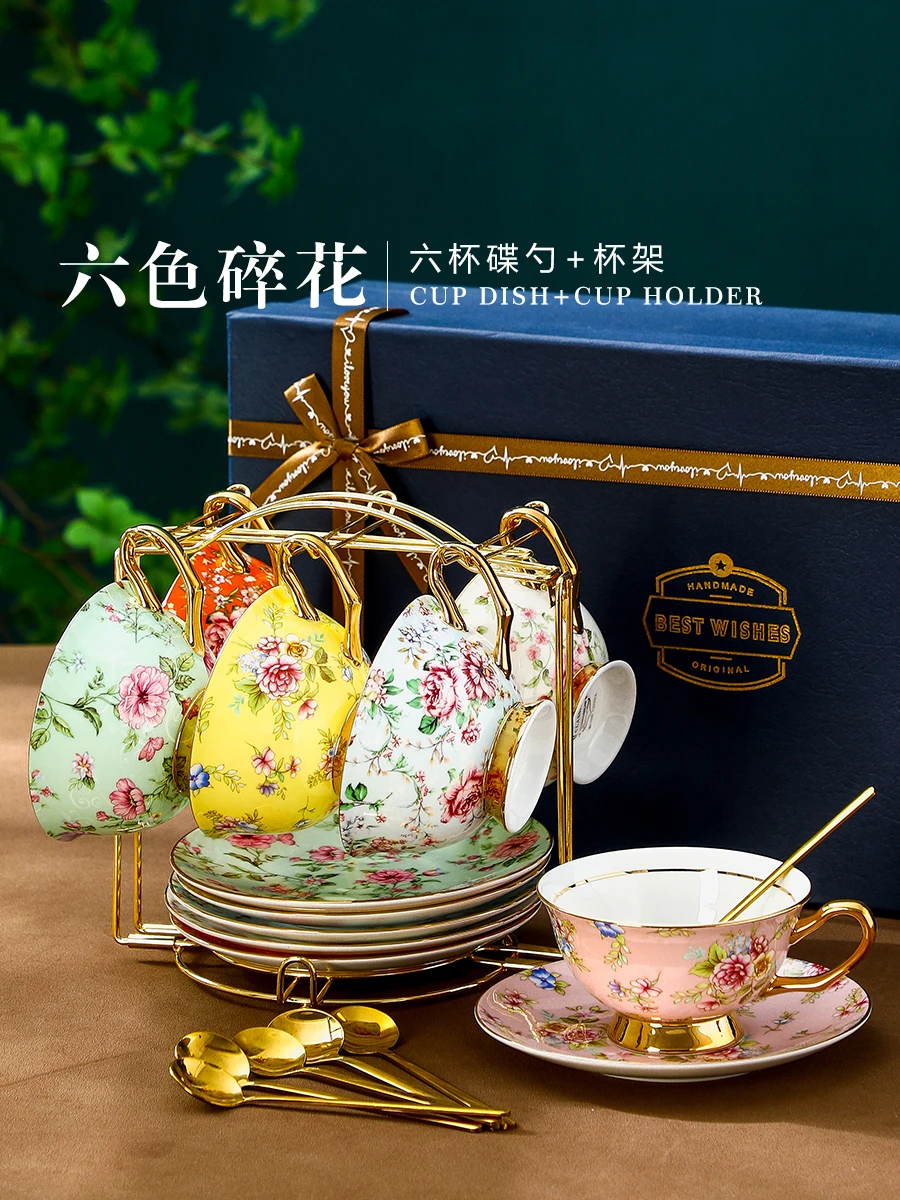 

Женский керамический набор кофейных чашек, высококачественный изысканный сервиз для послеобеденного чая, чайный сервиз, высококачественная легкая роскошная подарочная коробка, костяной фарфор