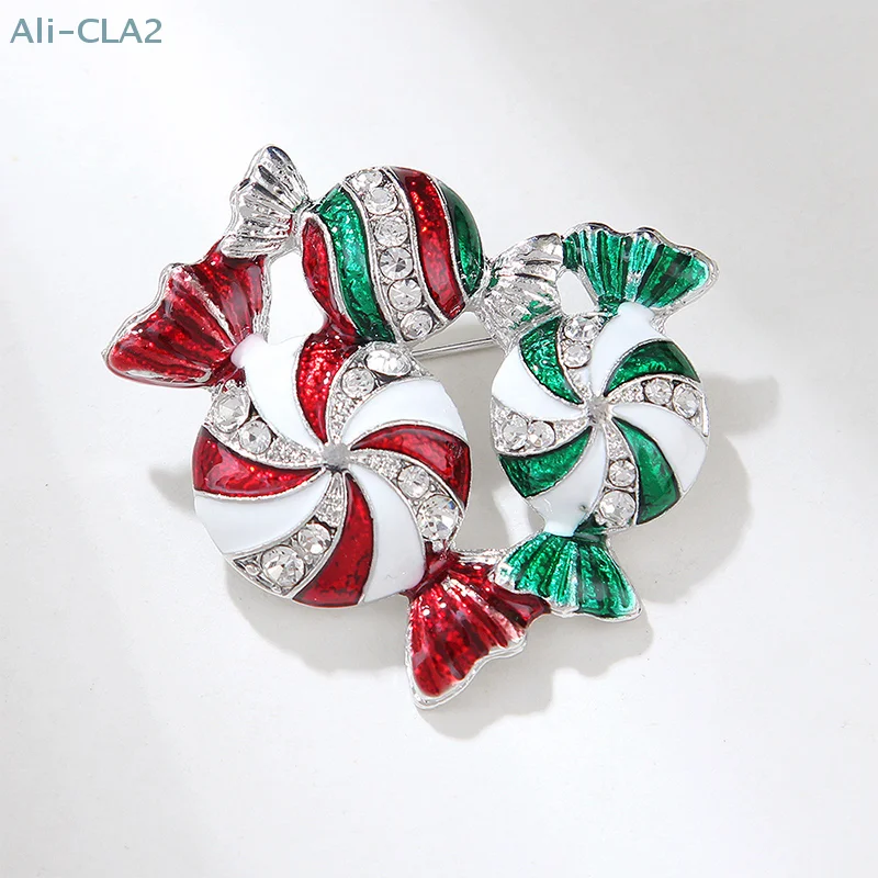 Fashion Rhinestone Colorful Christmas Candy Brooch For Women Clothing Coat Jewelry Accessories Gifts