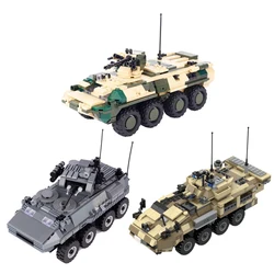 WWII RU 8x8 Wheeled Armored Vehicle BTR82a MOC Building Block Model CA Military Tank LAV-III Children's Assembled Brick Toy