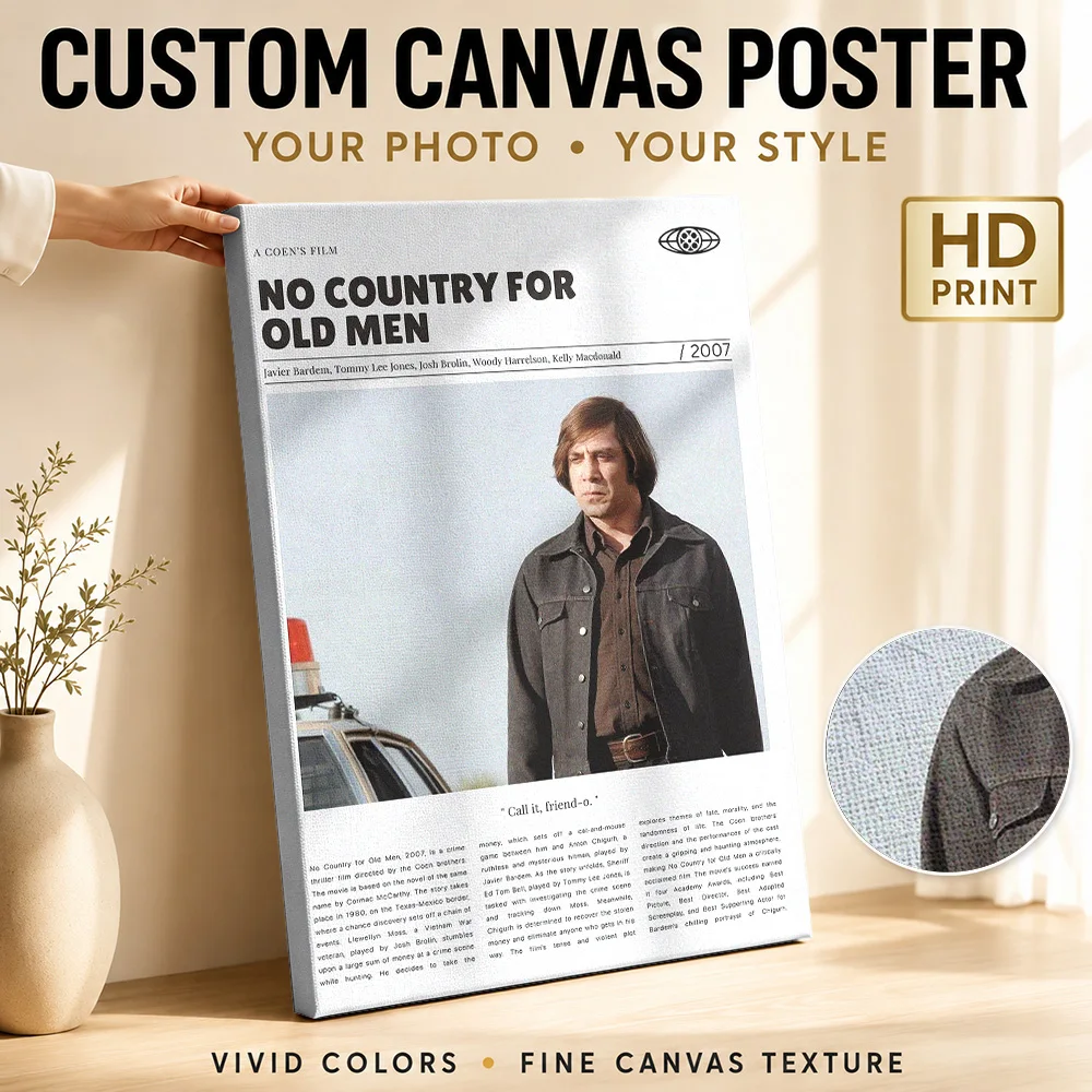 No Country for Old Men Movie Canvas Poster Personalized Vintage Movie Wall Paintings Decoration for Home Theater Ready to Hang