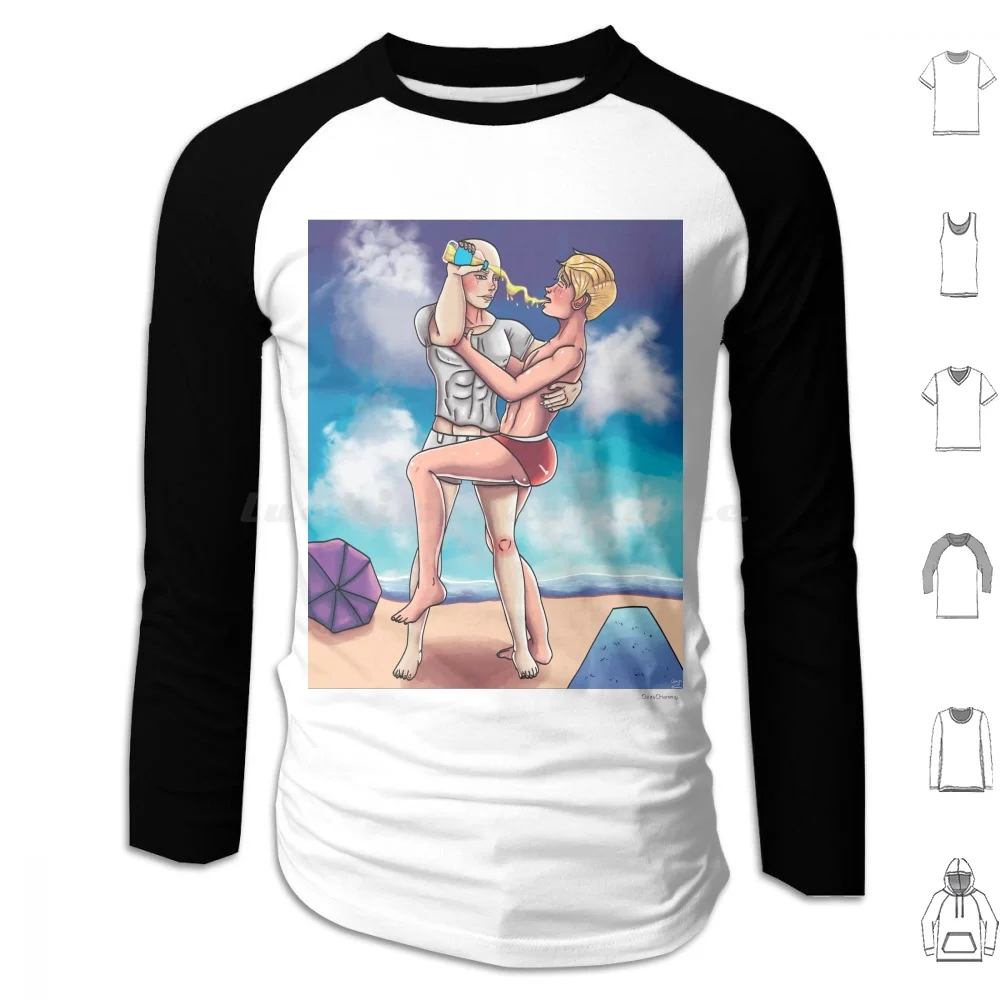 Beach Dudes ( Background ) Hoodies Long Sleeve Hot Hot Guy Guys Hot Guys Beach Swim Swimming Beach Art Bara Bara Guy