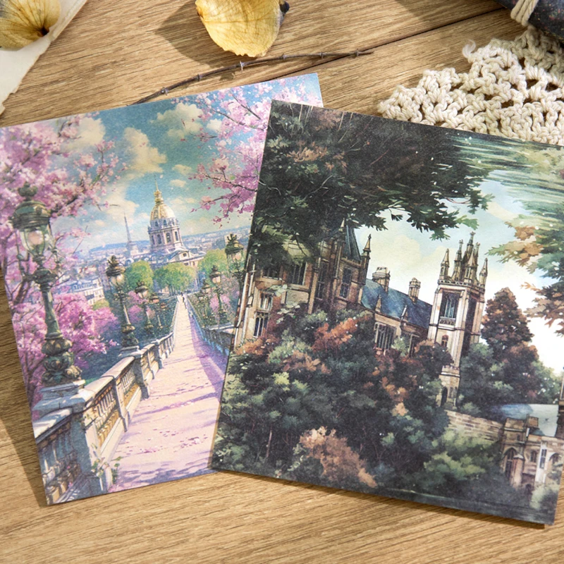 40pcs Large size Vintage Beautiful scenery Decor Scrapbook Material Paper DIY Scrapbooking Decor Junk Journal Planner Art paper