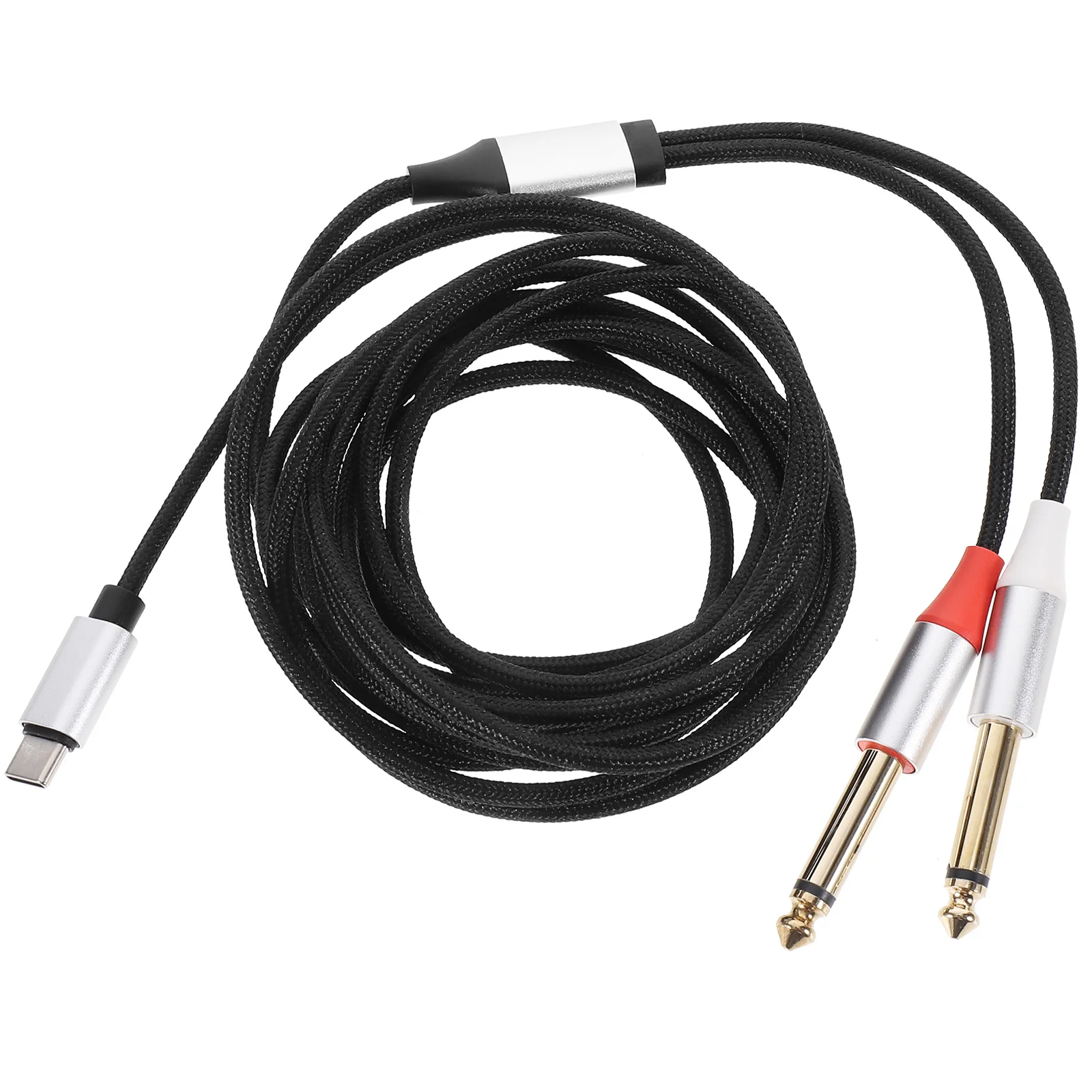 كابل صوت من النوع C إلى ثنائي 6.5 مم بطول 3 أمتار لتوصيل معدات الاستوديو لنظام صوت السيارة والمكروفون