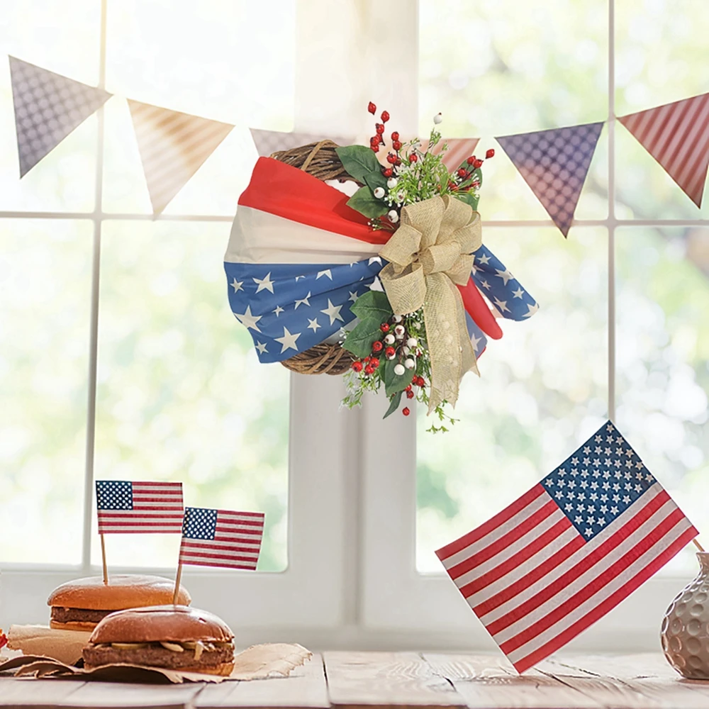 

Independence Day Wreath Festive Celebration Doors Garlands Decoration Party Home Furnishings Yard Garden Decoration Supplies