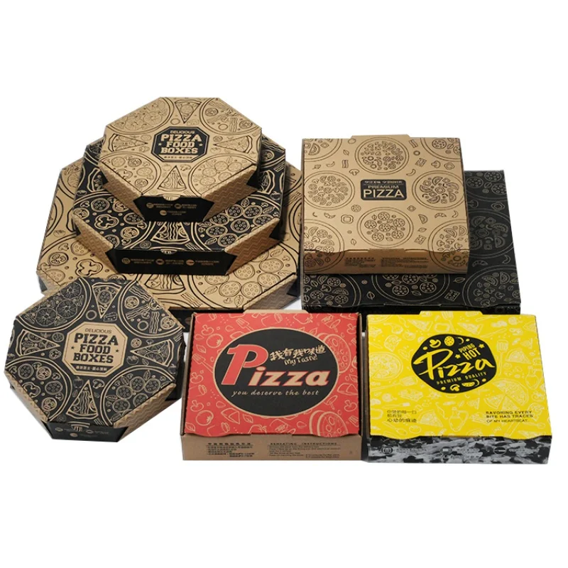 Customized productFree design food grade flute corrugated custom printed size Caja de pizza box for pizza food takeaway packagin