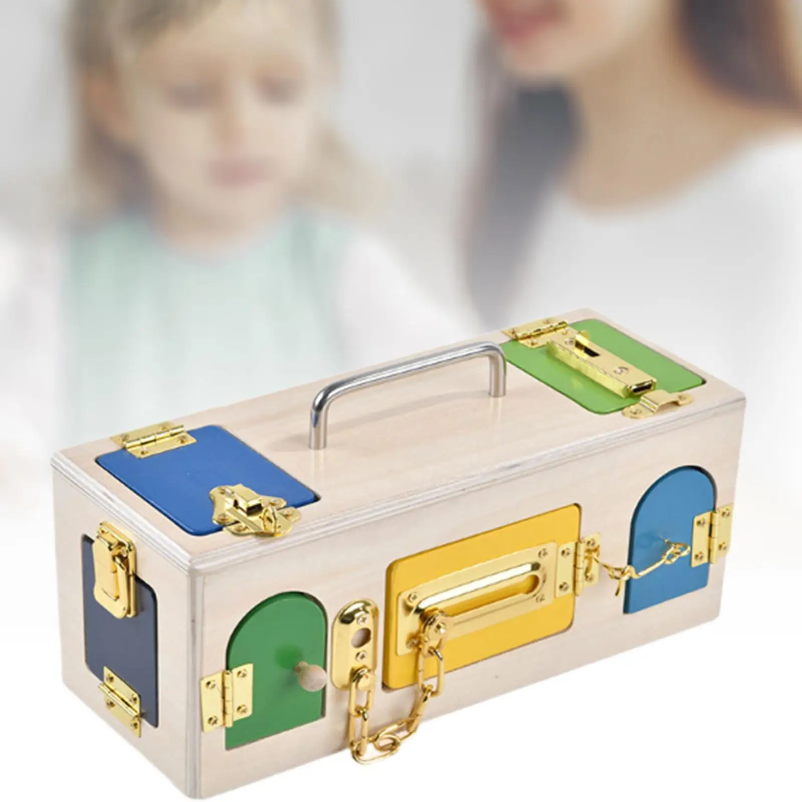 Montessori Lock Box Montessori Unlock Toy Fine Skills Early Education Lock Box Wooden Educational Toy for Airplane Travel