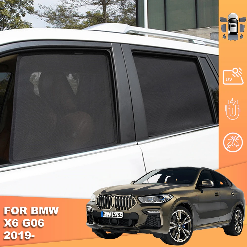 

For BMW X6 G06 2019-2024 Magnetic Car Sunshade Visor Front Windshield Curtain Cover Rear Side Baby Window Mesh Sun Shade Shield