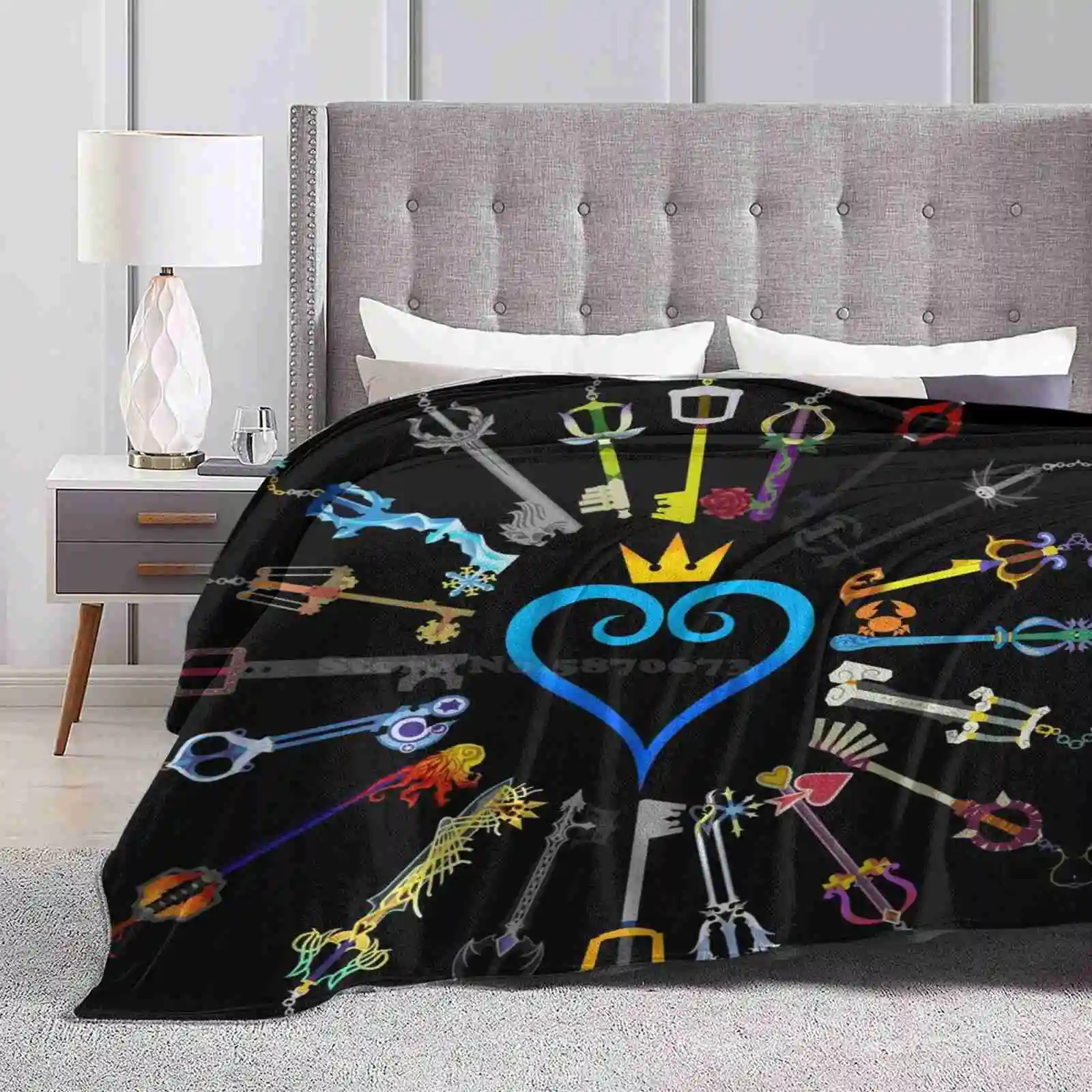 Kingdom Hearts Keyblades New Selling Custom Print Flannel Soft Blanket Kingdom Hearts Chain Of Memories 358 2 Days Birth By