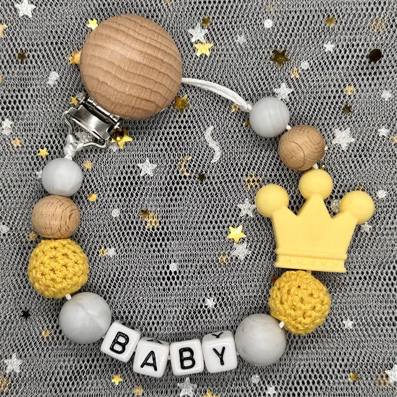 NEW Custom BPA Free Silicone Beads Dummy DIY Silicone Baby Pacifier Clip Personalised Name Colorful Pacifier Chain Teething Gift