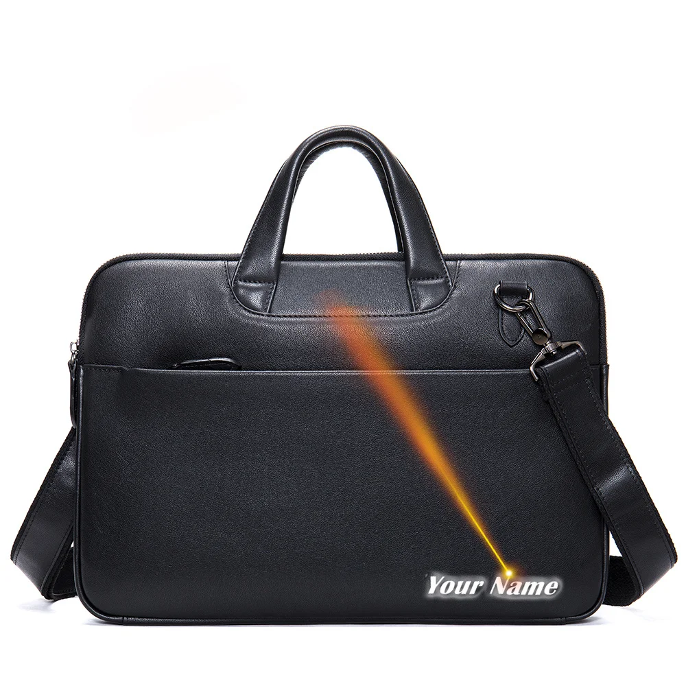 Lederen 13.3 Inch Laptoptas Heren Aktetas Messenger Schoudertas Zakelijke Portfolio Pro-Document Cross Body