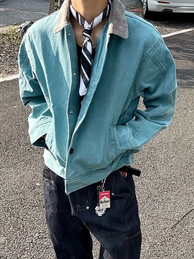 الأمريكية Sle الرجال البيسبول Jaet ربيع الخريف واسعة Boxy عمال كلينفيت ديترويت Utili معطف مستقيم هيم عادية #1