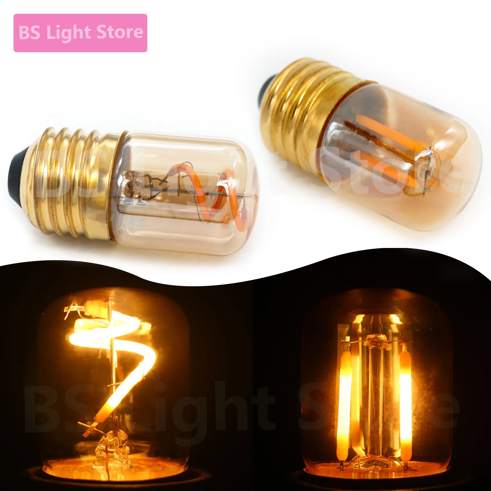 Mini Ampoule LED E27 T28, Filament 1W AC 220V 2200K, lumière chaude, bougie Vintage, Ampoule à incandescence, lampe spirale, ampoule en verre