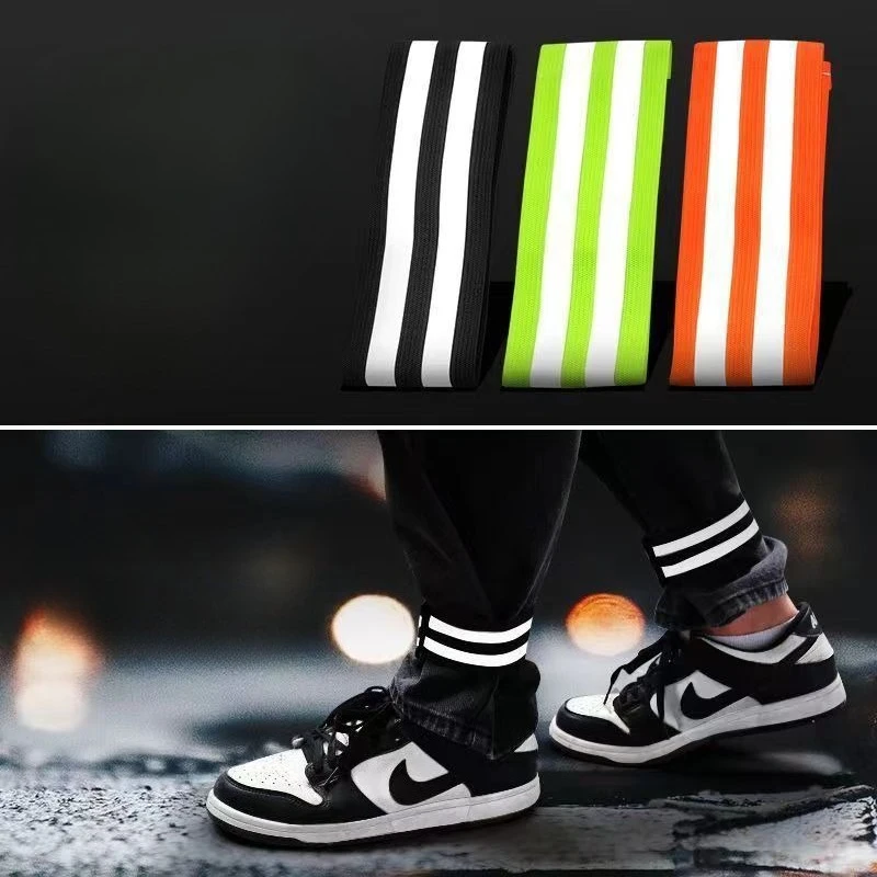 2-10PCS Reflective Bicycle Trouser Straps Night Riding Gaiters for Road Bike, Hiking & Running  Adjustable Leg Bands Safety Gear