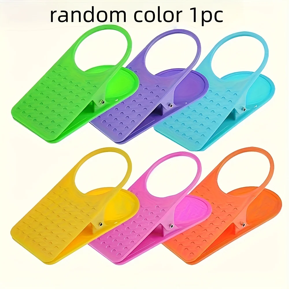 1Pcs Creative Large Desk Cup Holder, Plastic Cup Holder, Office Desk Clip-On Cup Holder with Large Clip, Desk Cup Holder for Office and Meeting Rooms, Prevents Cups from Spilling and Saves Desk Space, Multiple Colors Shipped Randomly