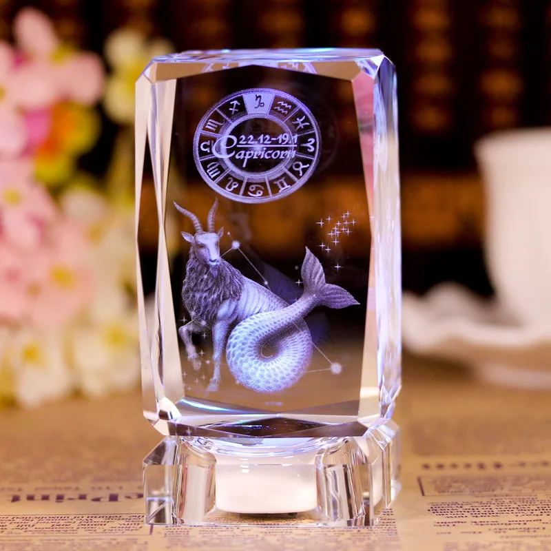 Crystal Handicrafts 5x5x8cm, Exquisite Birthday Gifts With Engraved Glass Ornaments Featuring The Twelve Zodiac Signs
