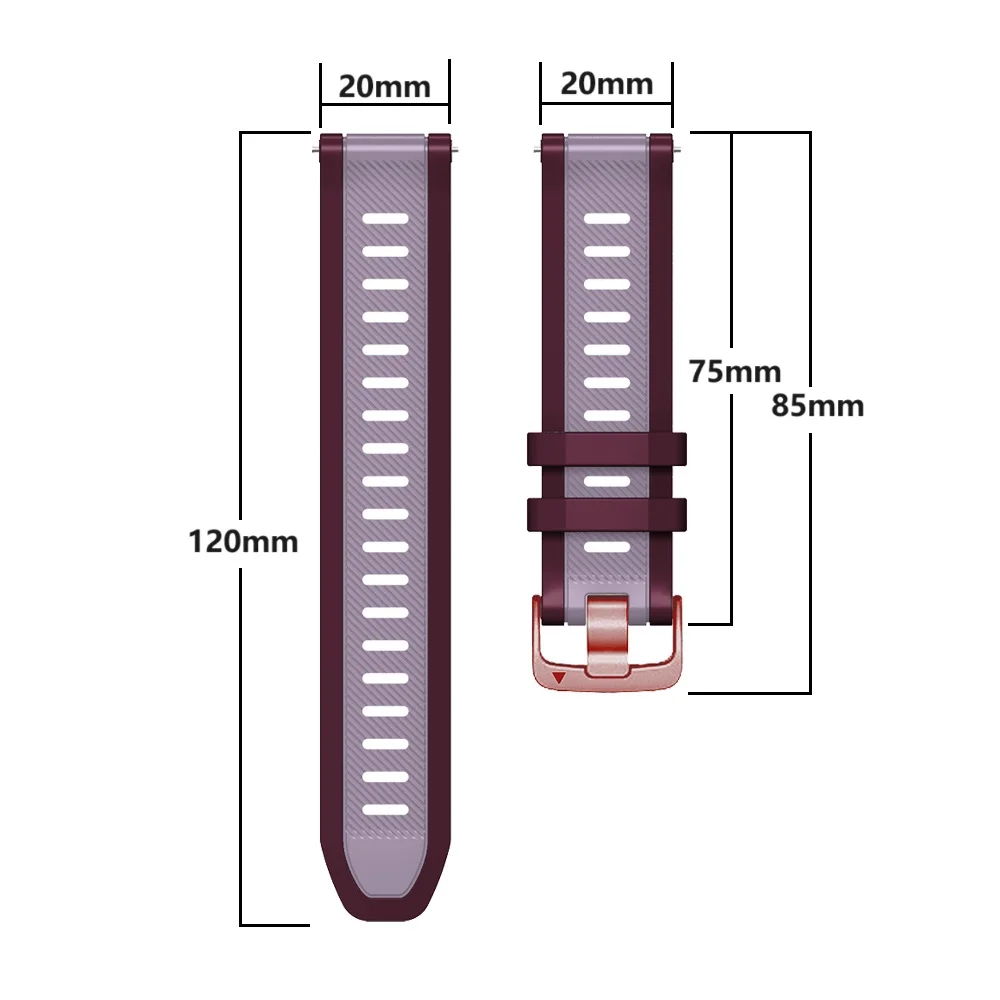 Tali jam tangan silikon, 20mm untuk Garmin Forerunner 165 165M 245 645, gelang jam musik untuk Vivoactive 5 3 Venu SQ 2 Plus