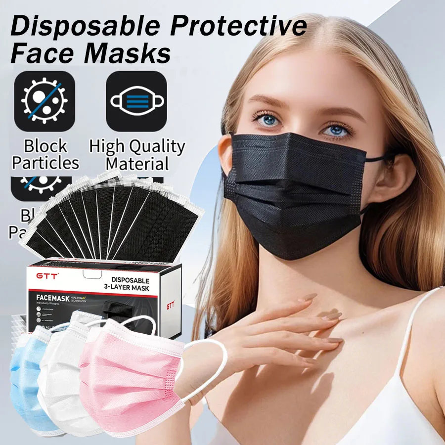 100/200/400 pz Maschere protettive usa e getta 3 strati Earloop Maschera Maschere alla moda traspiranti per l'home school office all'ingrosso