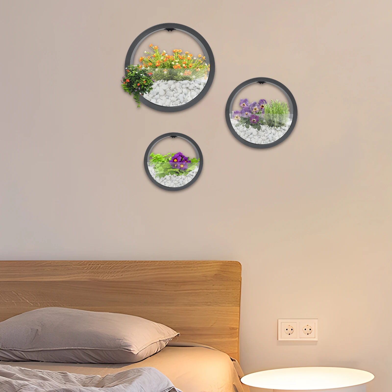 Wandmontierter Blumentopf 3er-Set Moderner Hängender Blumentopf mit Acryl-Fenster für Zuhause Büro Garten Zimmerpflanzen Wanddekoration – Detail 2