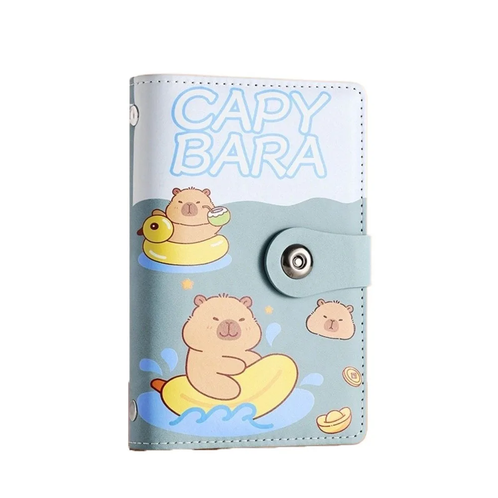 Cartoon Capybara Saving Money Binder with Password Lock 100 Sheets Budget Binder with Lock Savings Handbook PU Leather