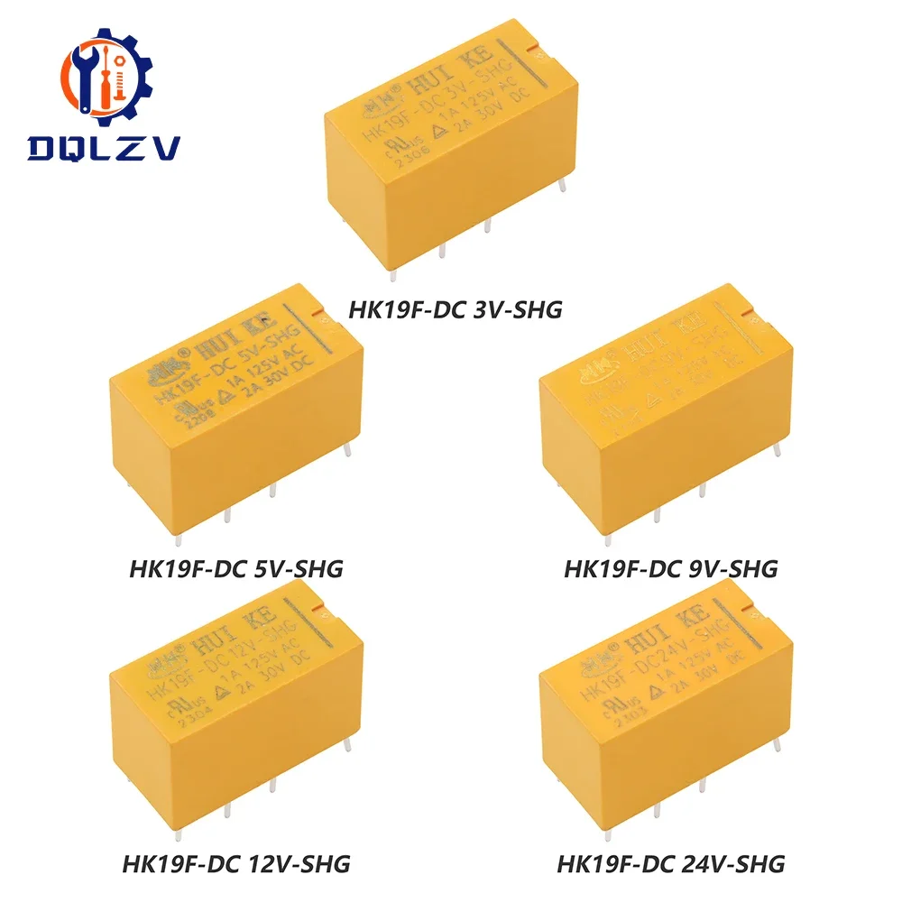 Relay HK19F-DC3V-SHG HK19F-DC5V-SHG HK19F-DC12V-SHG HK19F-DC24V-SHG HK19F-DC24V-SHG HK19F 3V 5V 9V 12V 24V 8PIN 2A Relays