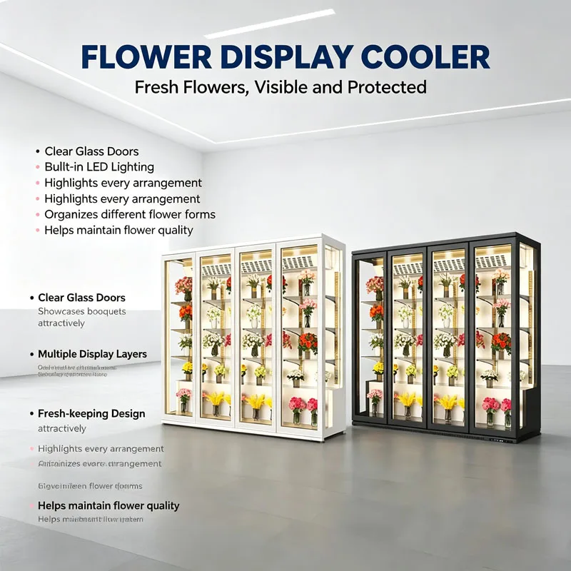 Flower Display Cabinet Commercial Refrigerated Floral Showcase Fresh Bouquet Cooler For Florist Shop Customized