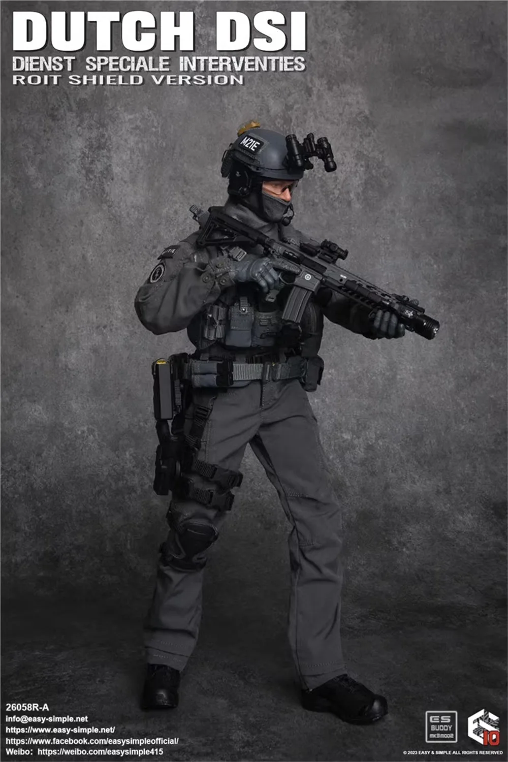 1/6 Easy & Simple ES 26058R Dutch Dienst Speciale Interventies Wersja tarcza do tłumienia zamieszek pełny zestaw Model postaci prezent dla fanów