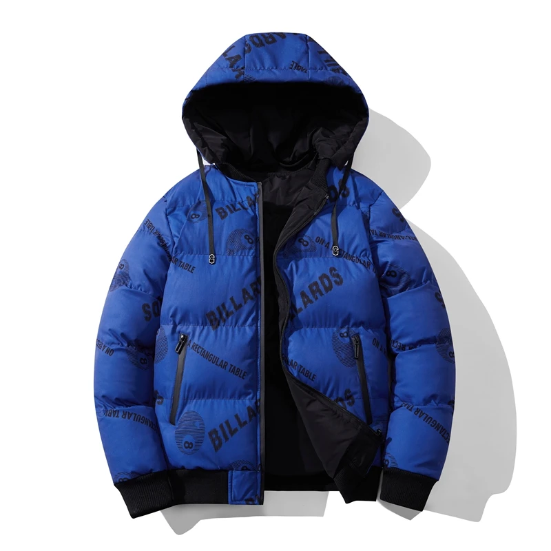 Winterjas Mannen Outdoor Capuchon Dikker Heren Winter Mannelijke Jas Windjack Jassen Print Warme Heren Donzen Jassen Overjas