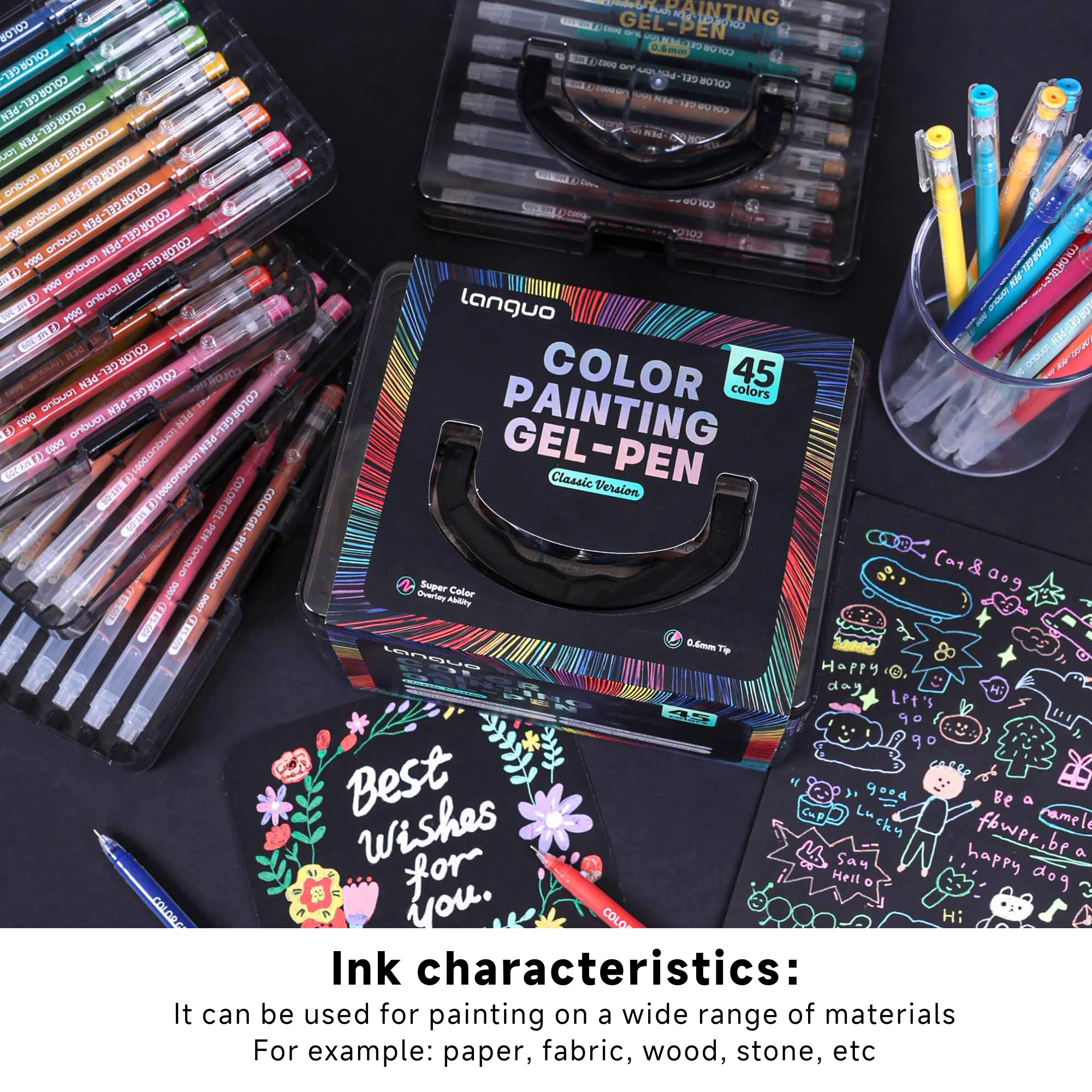 Languo 144/99/72/45 Colors Acrylic Painting Handbook Pens Multi-Color Gel Pen Student Neutral Pen Writing Marker Stationery