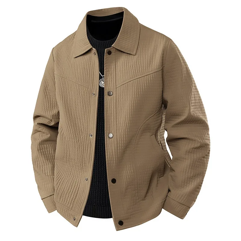 

Korean Casual and Versatile Simple Business Style Casual Loose Men's Jaet Collared Outerwear Autumn Winter Long Sve Regular Coat