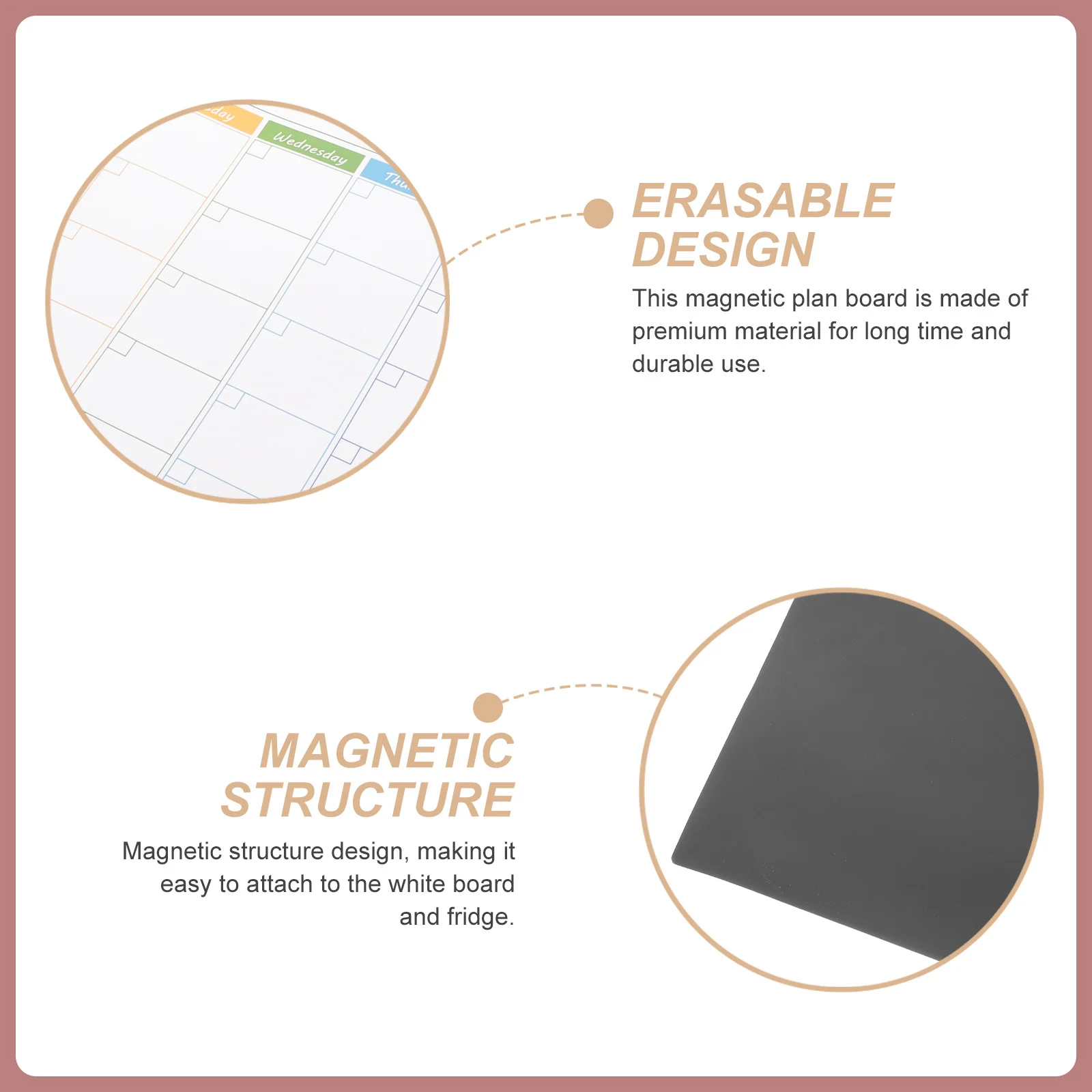 Calendário magnético premium para geladeira, grande espaço de nota, planejador mensal semanal, placa apagável a seco para escritório, estudante, professor, família